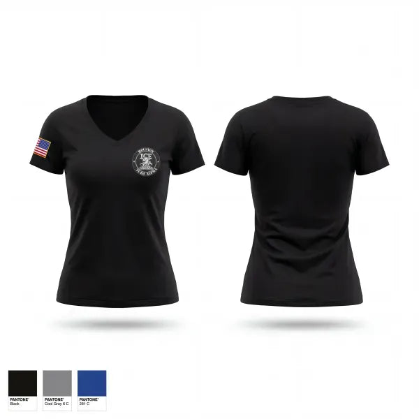 Womens Short Sleeve Vneck Shirt, Houston Fugitive Operations Alpha, Police, Teamtime, Team time, sublimation, custom sports apparel, team uniforms, spirit wear, spiritwear, sports uniforms, custom shirts, team store, custom team store, fundraiser sports, apparel fundraiser