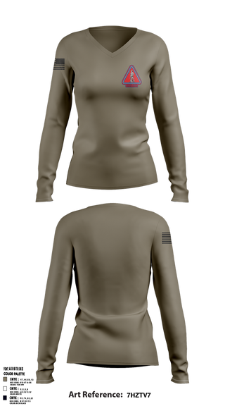 Womens Long Sleeve Vneck Shirt, Recruiting and retention battalion, National Guard, Teamtime, Team time, sublimation, custom sports apparel, team uniforms, spirit wear, spiritwear, sports uniforms, custom shirts, team store, custom team store, fundraiser sports, apparel fundraiser