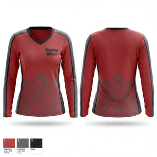 Womens Long Sleeve Vneck Shirt, Stebbins Indians, , Teamtime, Team time, sublimation, custom sports apparel, team uniforms, spirit wear, spiritwear, sports uniforms, custom shirts, team store, custom team store, fundraiser sports, apparel fundraiser