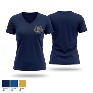Womens Short Sleeve Vneck Shirt, Chester Fire District, Fire Department, Teamtime, Team time, sublimation, custom sports apparel, team uniforms, spirit wear, spiritwear, sports uniforms, custom shirts, team store, custom team store, fundraiser sports, apparel fundraiser
