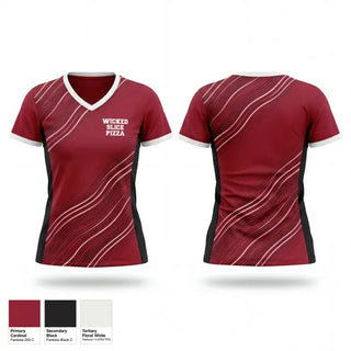 Womens Short Sleeve Vneck Shirt, Wicked Slice Pizza, Softball, Teamtime, Team time, sublimation, custom sports apparel, team uniforms, spirit wear, spiritwear, sports uniforms, custom shirts, team store, custom team store, fundraiser sports, apparel fundraiser