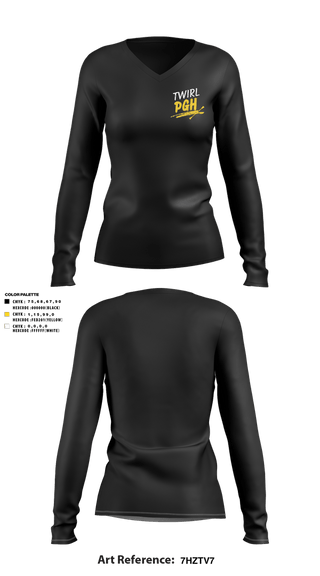Womens Long Sleeve Vneck Shirt, Twirl PGH, Spirit Store, Teamtime, Team time, sublimation, custom sports apparel, team uniforms, spirit wear, spiritwear, sports uniforms, custom shirts, team store, custom team store, fundraiser sports, apparel fundraiser