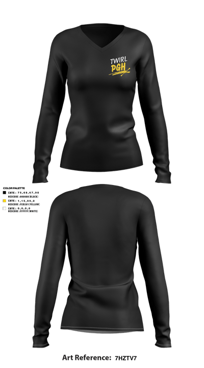 Twirl PGH 8143457 Women's Long Sleeve V-neck Shirt - 4