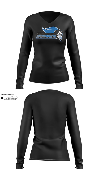 Womens Long Sleeve Vneck Shirt, Mount Saint Mary College Swimming, Swimming, Teamtime, Team time, sublimation, custom sports apparel, team uniforms, spirit wear, spiritwear, sports uniforms, custom shirts, team store, custom team store, fundraiser sports, apparel fundraiser