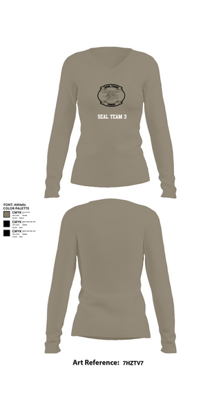 Womens Long Sleeve Vneck Shirt, SEAL team 3, Navy, Teamtime, Team time, sublimation, custom sports apparel, team uniforms, spirit wear, spiritwear, sports uniforms, custom shirts, team store, custom team store, fundraiser sports, apparel fundraiser