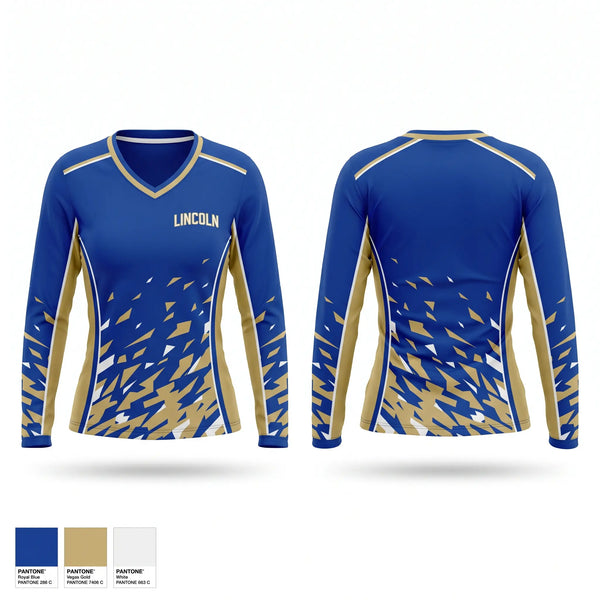Womens Long Sleeve Vneck Shirt, LINCOLN AJROTC, Army, Teamtime, Team time, sublimation, custom sports apparel, team uniforms, spirit wear, spiritwear, sports uniforms, custom shirts, team store, custom team store, fundraiser sports, apparel fundraiser