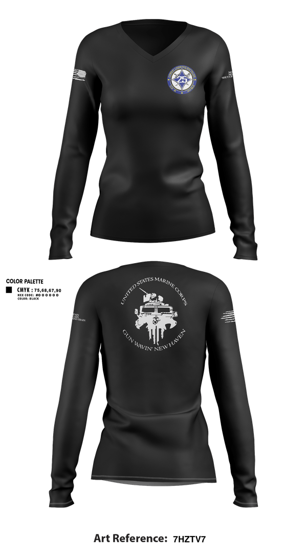 Womens Long Sleeve Vneck Shirt, Maintenance Service Company, Marines, Teamtime, Team time, sublimation, custom sports apparel, team uniforms, spirit wear, spiritwear, sports uniforms, custom shirts, team store, custom team store, fundraiser sports, apparel fundraiser