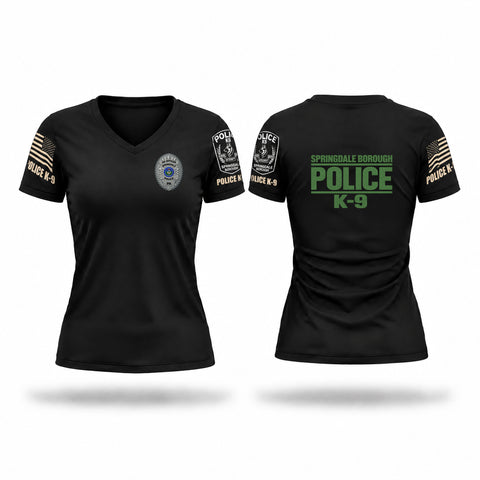 Womens Short Sleeve Vneck Shirt, Springdale Borough Police K9, Police, Teamtime, Team time, sublimation, custom sports apparel, team uniforms, spirit wear, spiritwear, sports uniforms, custom shirts, team store, custom team store, fundraiser sports, apparel fundraiser