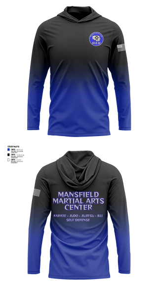Long Sleeve hooded sunshirt, Mansfield Martial Arts Center, , Teamtime, Team time, sublimation, custom sports apparel, team uniforms, spirit wear, spiritwear, sports uniforms, custom shirts, team store, custom team store, fundraiser sports, apparel fundraiser