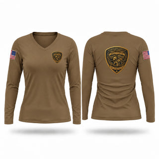 Womens Long Sleeve Vneck Shirt, Crime Suppression Unit, Police, Teamtime, Team time, sublimation, custom sports apparel, team uniforms, spirit wear, spiritwear, sports uniforms, custom shirts, team store, custom team store, fundraiser sports, apparel fundraiser