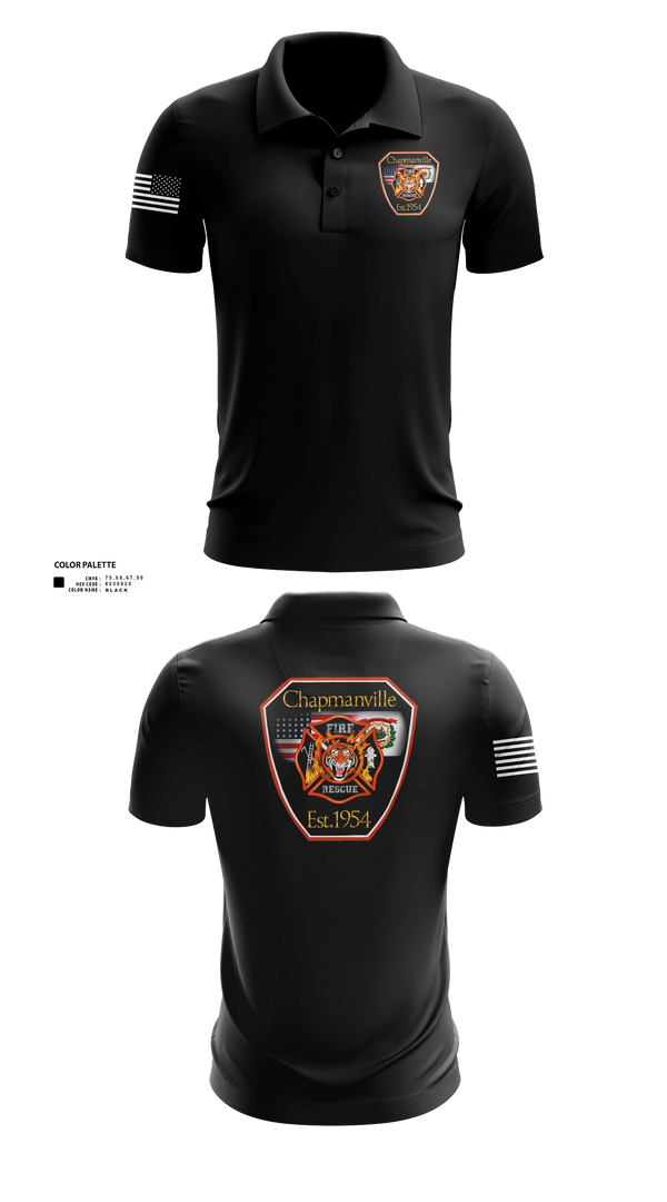 Short Sleeve Performance Polo, Chapmanville Fire Department, Fire Department, Teamtime, Team time, sublimation, custom sports apparel, team uniforms, spirit wear, spiritwear, sports uniforms, custom shirts, team store, custom team store, fundraiser sports, apparel fundraiser