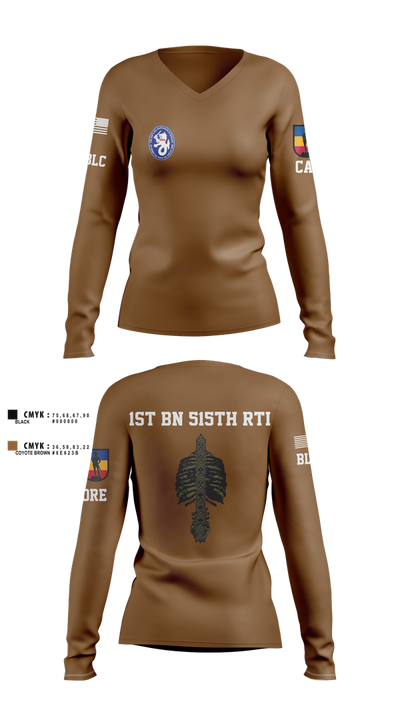 1st BN 515th RTI 17257625 Women's Long Sleeve V-neck Shirt - 8
