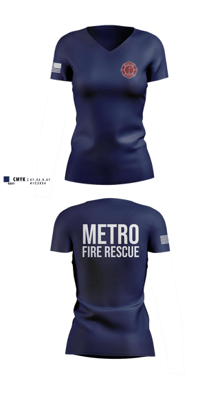 Womens Short Sleeve Vneck Shirt, Metro Fire Rescue, Fire Department, Teamtime, Team time, sublimation, custom sports apparel, team uniforms, spirit wear, spiritwear, sports uniforms, custom shirts, team store, custom team store, fundraiser sports, apparel fundraiser
