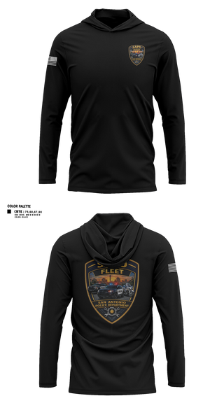 Long Sleeve Performance Shirt with hood, San Antonio Police Department, Police, Teamtime, Team time, sublimation, custom sports apparel, team uniforms, spirit wear, spiritwear, sports uniforms, custom shirts, team store, custom team store, fundraiser sports, apparel fundraiser