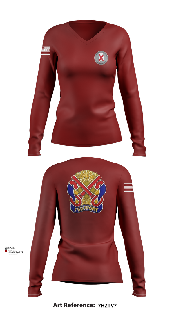 Womens Long Sleeve Vneck Shirt, 122nd Special Troop Command, , Teamtime, Team time, sublimation, custom sports apparel, team uniforms, spirit wear, spiritwear, sports uniforms, custom shirts, team store, custom team store, fundraiser sports, apparel fundraiser