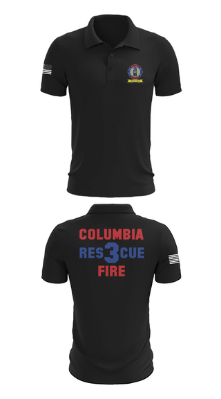 Short Sleeve Performance Polo, Columbia Fire Department RESCUE3, Fire Department, Teamtime, Team time, sublimation, custom sports apparel, team uniforms, spirit wear, spiritwear, sports uniforms, custom shirts, team store, custom team store, fundraiser sports, apparel fundraiser
