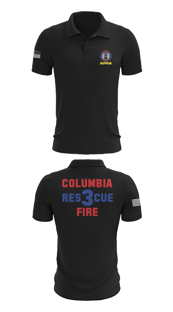 Short Sleeve Performance Polo, Columbia Fire Department RESCUE3, Fire Department, Teamtime, Team time, sublimation, custom sports apparel, team uniforms, spirit wear, spiritwear, sports uniforms, custom shirts, team store, custom team store, fundraiser sports, apparel fundraiser