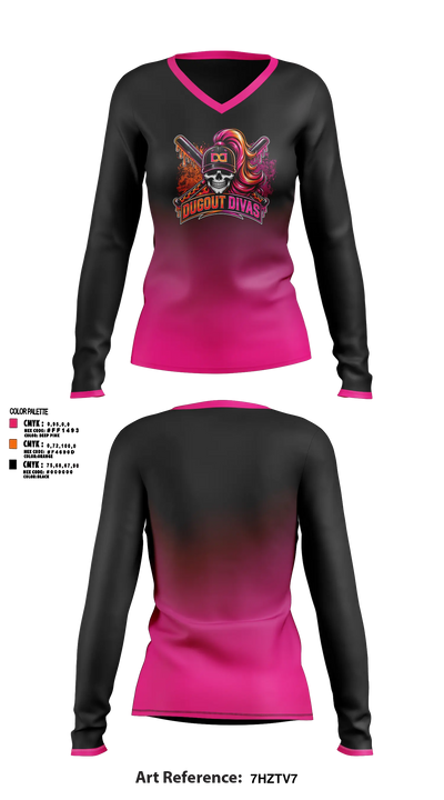 Dugout divas 33189560 Women's Long Sleeve V-neck Shirt - 9