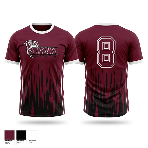 Soft Poly Tee Cotton Like Feel, Anoka Tornadoes, Softball, Teamtime, Team time, sublimation, custom sports apparel, team uniforms, spirit wear, spiritwear, sports uniforms, custom shirts, team store, custom team store, fundraiser sports, apparel fundraiser
