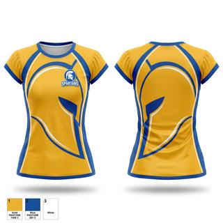 Short Sleeve Womens Volleyball Jersey, Spartan Volleyball, Women's Volleyball, Teamtime, Team time, sublimation, custom sports apparel, team uniforms, spirit wear, spiritwear, sports uniforms, custom shirts, team store, custom team store, fundraiser sports, apparel fundraiser