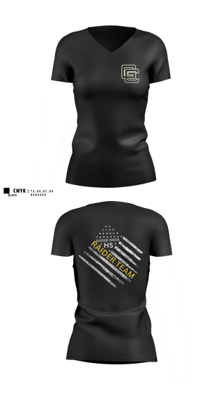 Womens Short Sleeve Vneck Shirt, Goose Creek high school JROTC, Bowling, Teamtime, Team time, sublimation, custom sports apparel, team uniforms, spirit wear, spiritwear, sports uniforms, custom shirts, team store, custom team store, fundraiser sports, apparel fundraiser