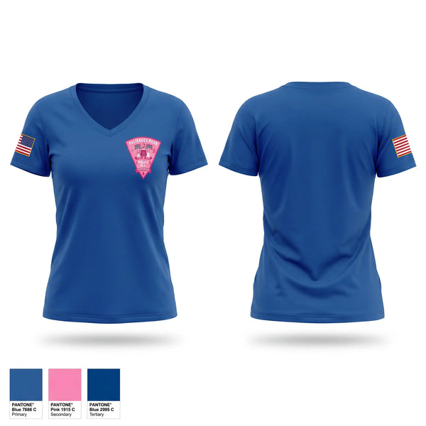 Womens Short Sleeve Vneck Shirt, Palisades Park Police Department Public, Police, Teamtime, Team time, sublimation, custom sports apparel, team uniforms, spirit wear, spiritwear, sports uniforms, custom shirts, team store, custom team store, fundraiser sports, apparel fundraiser