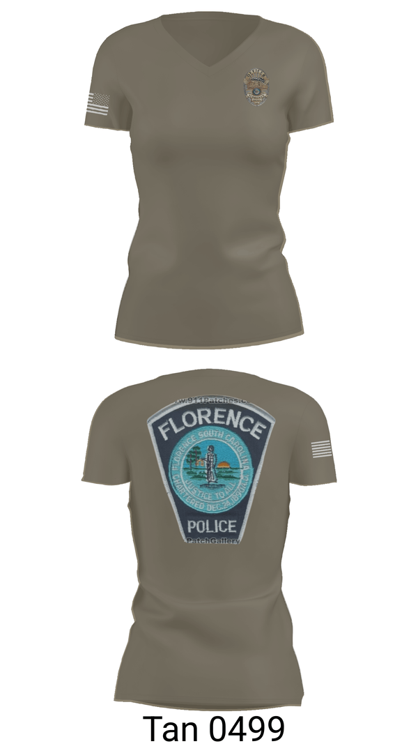 Womens Short Sleeve Vneck Shirt, Florence Police Department, Police, Teamtime, Team time, sublimation, custom sports apparel, team uniforms, spirit wear, spiritwear, sports uniforms, custom shirts, team store, custom team store, fundraiser sports, apparel fundraiser