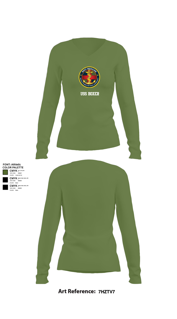Womens Long Sleeve Vneck Shirt, USS Boxer, , Teamtime, Team time, sublimation, custom sports apparel, team uniforms, spirit wear, spiritwear, sports uniforms, custom shirts, team store, custom team store, fundraiser sports, apparel fundraiser