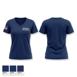 Womens Short Sleeve Vneck Shirt, Marathon Fire Rescue, Fire Department, Teamtime, Team time, sublimation, custom sports apparel, team uniforms, spirit wear, spiritwear, sports uniforms, custom shirts, team store, custom team store, fundraiser sports, apparel fundraiser