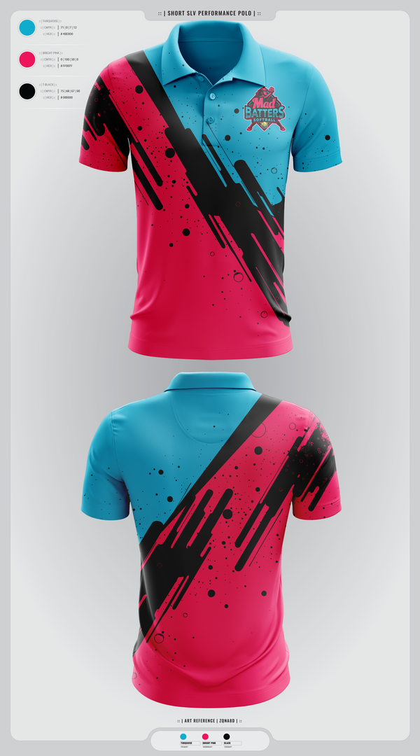 Short Sleeve Performance Polo, MadBatters Softball, Softball, Teamtime, Team time, sublimation, custom sports apparel, team uniforms, spirit wear, spiritwear, sports uniforms, custom shirts, team store, custom team store, fundraiser sports, apparel fundraiser