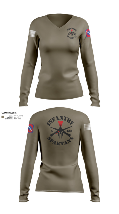 Alpha Company 1-138th Infantry Regiment 86891833 Women's Long Sleeve V-neck Shirt - 202