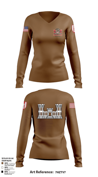 Women's Long Sleeve Vneck Shirt, 612 Engineer Detachment, , Teamtime, Team time, sublimation, custom sports apparel, team uniforms, spirit wear, spiritwear, sports uniforms, custom shirts, team store, custom team store, fundraiser sports, apparel fundraiser