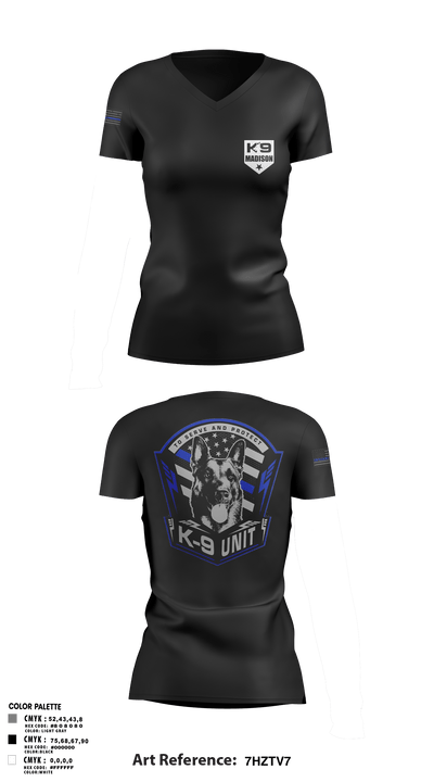 K-9 37862804 Women's Short Sleeve V-neck Shirt - 3