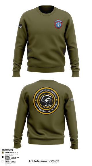 Crew Neck Sweatshirt, Maryville Honeybadger, Army, Teamtime, Team time, sublimation, custom sports apparel, team uniforms, spirit wear, spiritwear, sports uniforms, custom shirts, team store, custom team store, fundraiser sports, apparel fundraiser