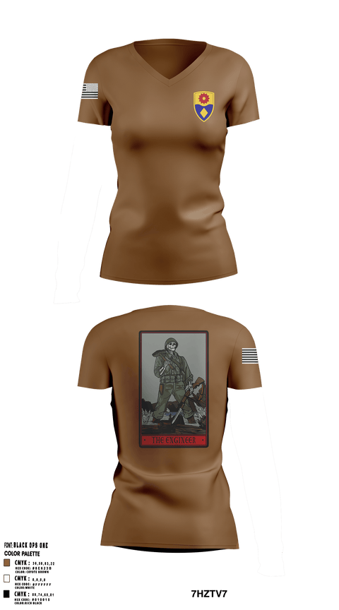 Women's Short Sleeve Vneck Shirt, 649 ENG CO, Army, Teamtime, Team time, sublimation, custom sports apparel, team uniforms, spirit wear, spiritwear, sports uniforms, custom shirts, team store, custom team store, fundraiser sports, apparel fundraiser