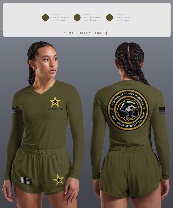 Women's Long Sleeve Vneck Shirt, MHB Recruiting, , Teamtime, Team time, sublimation, custom sports apparel, team uniforms, spirit wear, spiritwear, sports uniforms, custom shirts, team store, custom team store, fundraiser sports, apparel fundraiser