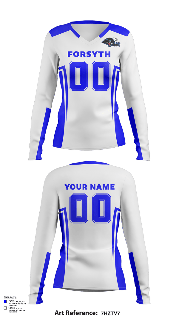 Women's Long Sleeve Vneck Shirt, Forsyth High School Volleyball, Women's Volleyball, Teamtime, Team time, sublimation, custom sports apparel, team uniforms, spirit wear, spiritwear, sports uniforms, custom shirts, team store, custom team store, fundraiser sports, apparel fundraiser