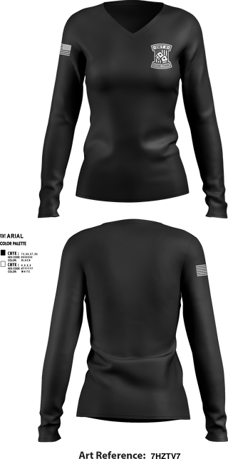 Women's Long Sleeve Vneck Shirt, DET2, National Guard, Teamtime, Team time, sublimation, custom sports apparel, team uniforms, spirit wear, spiritwear, sports uniforms, custom shirts, team store, custom team store, fundraiser sports, apparel fundraiser