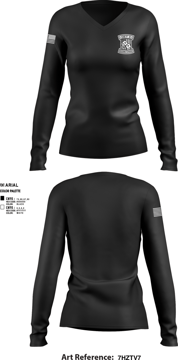 Women's Long Sleeve Vneck Shirt, DET2, National Guard, Teamtime, Team time, sublimation, custom sports apparel, team uniforms, spirit wear, spiritwear, sports uniforms, custom shirts, team store, custom team store, fundraiser sports, apparel fundraiser