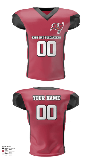 Football Jersey, East Bay Buccaneers Youth Football & Cheerleading, Football, Teamtime, Team time, sublimation, custom sports apparel, team uniforms, spirit wear, spiritwear, sports uniforms, custom shirts, team store, custom team store, fundraiser sports, apparel fundraiser