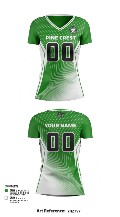 Pine Crest School (Upper School) Volleyball 95644172 Women's Short Sleeve V-neck Shirt - 141