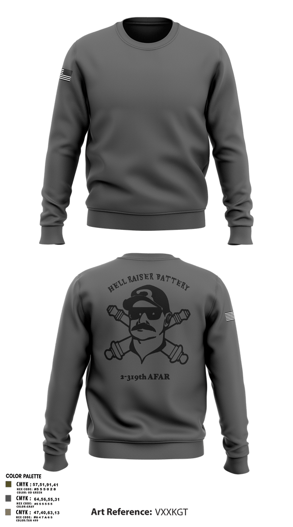 Crew Neck Sweatshirt, HHB 2-319 AFAR, Army, Teamtime, Team time, sublimation, custom sports apparel, team uniforms, spirit wear, spiritwear, sports uniforms, custom shirts, team store, custom team store, fundraiser sports, apparel fundraiser