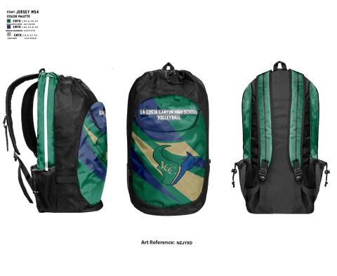 Gear Bag, La Costa Canyon High School Volleyball, Women's Volleyball, Teamtime, Team time, sublimation, custom sports apparel, team uniforms, spirit wear, spiritwear, sports uniforms, custom shirts, team store, custom team store, fundraiser sports, apparel fundraiser
