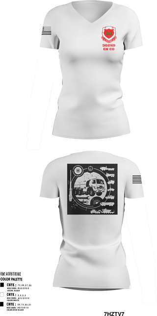 Women's Short Sleeve Vneck Shirt, 302nd EN CO, Army, Teamtime, Team time, sublimation, custom sports apparel, team uniforms, spirit wear, spiritwear, sports uniforms, custom shirts, team store, custom team store, fundraiser sports, apparel fundraiser