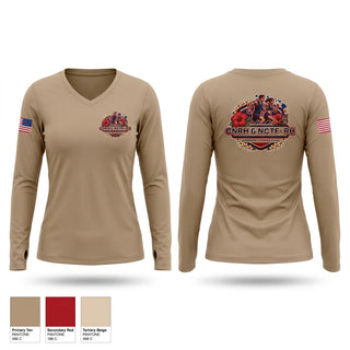 Womens Long Sleeve Vneck Shirt, COMMAND FITNESS LEADERS, Navy, Teamtime, Team time, sublimation, custom sports apparel, team uniforms, spirit wear, spiritwear, sports uniforms, custom shirts, team store, custom team store, fundraiser sports, apparel fundraiser