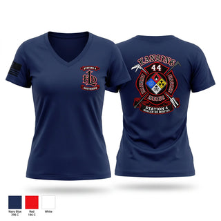 Womens Short Sleeve Vneck Shirt, Lansing Fire Dept - Station 4, Fire Department, Teamtime, Team time, sublimation, custom sports apparel, team uniforms, spirit wear, spiritwear, sports uniforms, custom shirts, team store, custom team store, fundraiser sports, apparel fundraiser