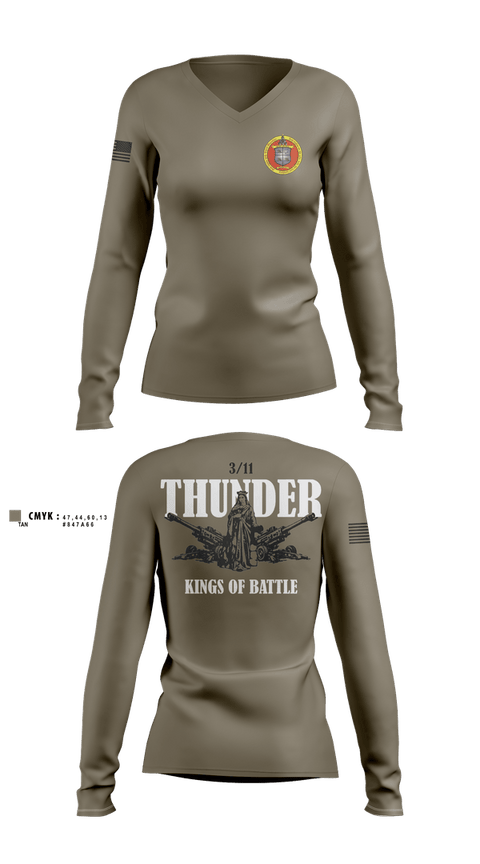 Womens Long Sleeve Vneck Shirt, 3 Bn 11th Mar, Marines, Teamtime, Team time, sublimation, custom sports apparel, team uniforms, spirit wear, spiritwear, sports uniforms, custom shirts, team store, custom team store, fundraiser sports, apparel fundraiser