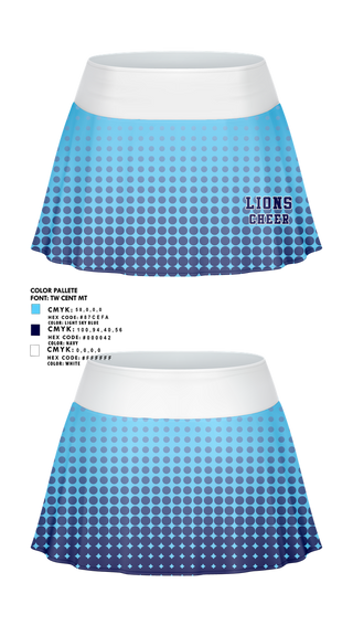Skort, Lions, Cheer, Teamtime, Team time, sublimation, custom sports apparel, team uniforms, spirit wear, spiritwear, sports uniforms, custom shirts, team store, custom team store, fundraiser sports, apparel fundraiser