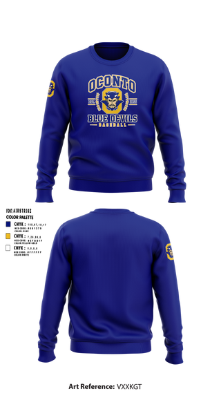 Crew Neck Sweatshirt, Oconto Baseball, Baseball, Teamtime, Team time, sublimation, custom sports apparel, team uniforms, spirit wear, spiritwear, sports uniforms, custom shirts, team store, custom team store, fundraiser sports, apparel fundraiser