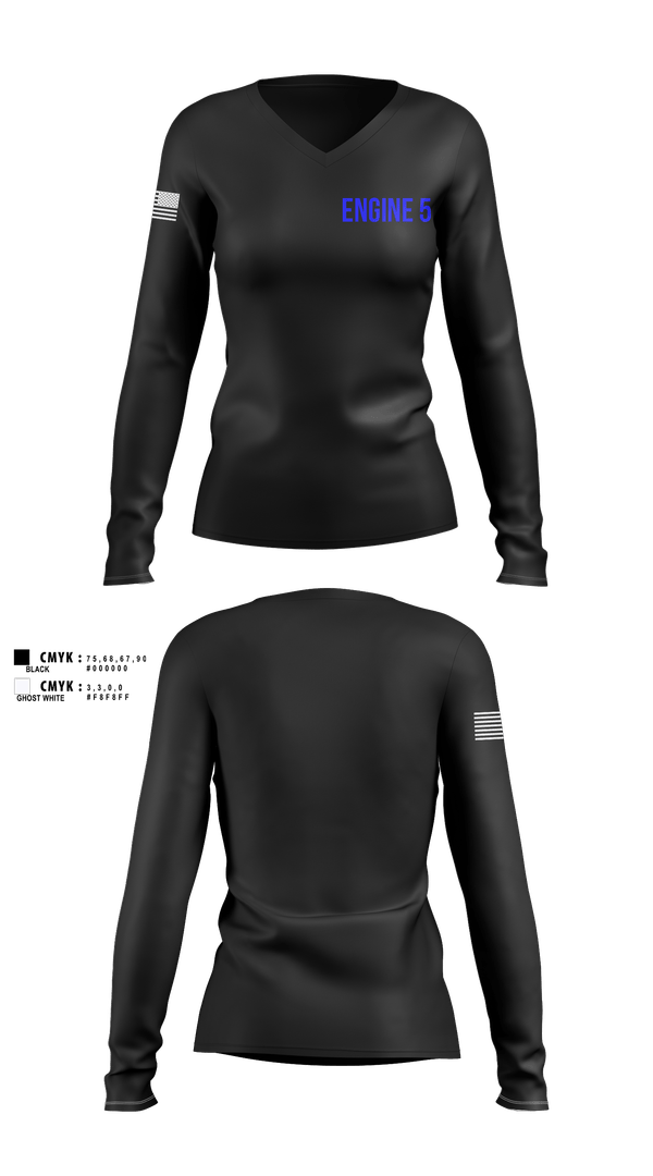Womens Long Sleeve Vneck Shirt, Rescue2/Engine5, Fire Department, Teamtime, Team time, sublimation, custom sports apparel, team uniforms, spirit wear, spiritwear, sports uniforms, custom shirts, team store, custom team store, fundraiser sports, apparel fundraiser